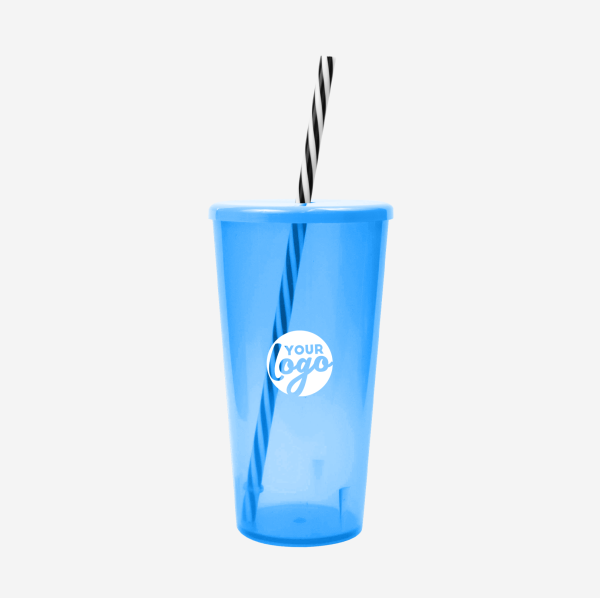 REF 1702 TUCAN TUMBLER WITH CAP CANDY STRAW 600ML CLEAR TURQUOISE