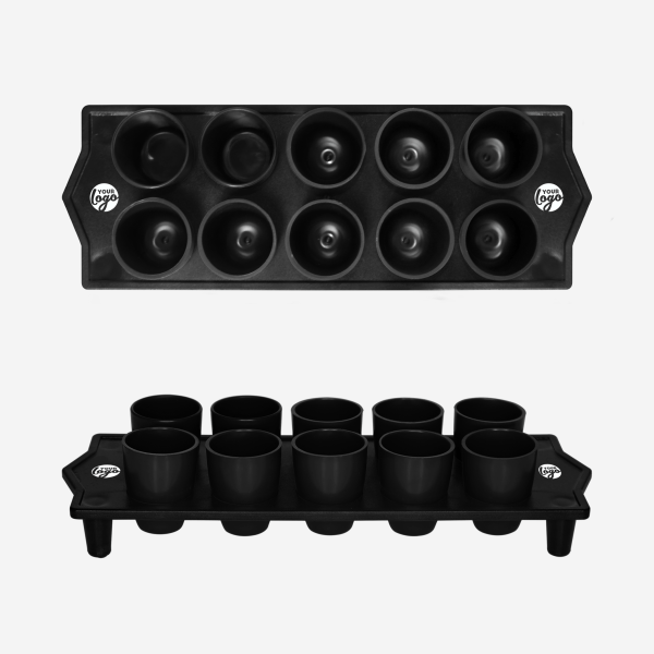 Shot Glass Straight Tray 2 REF 417 TOT STRAIGHT TRAY GLASS SOLID BLACK