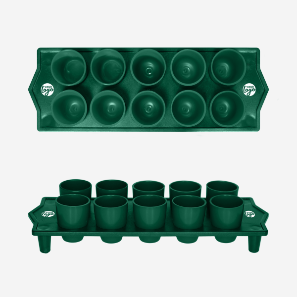 Shot Glass Straight Tray 12 REF 417 TOT STRAIGHT TRAY GLASS SOLID BOTTLE GREEN