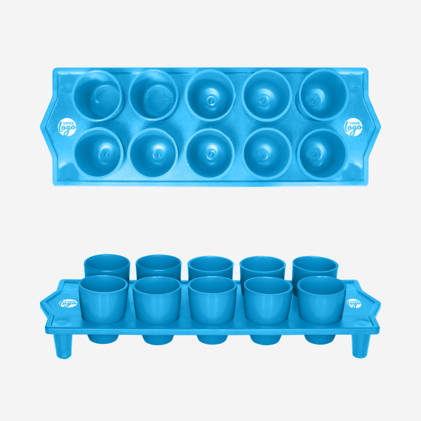 Shot Glass Straight Tray 7 REF 417 TOT STRAIGHT TRAY GLASS SOLID CYAN