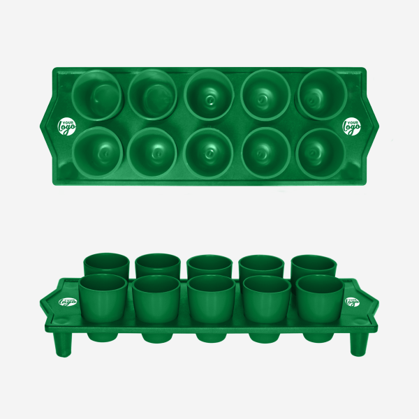 Shot Glass Straight Tray 11 REF 417 TOT STRAIGHT TRAY GLASS SOLID EMERALD GREEN