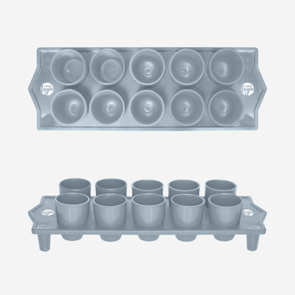 Shot Glass Straight Tray 4 REF 417 TOT STRAIGHT TRAY GLASS SOLID GRAY