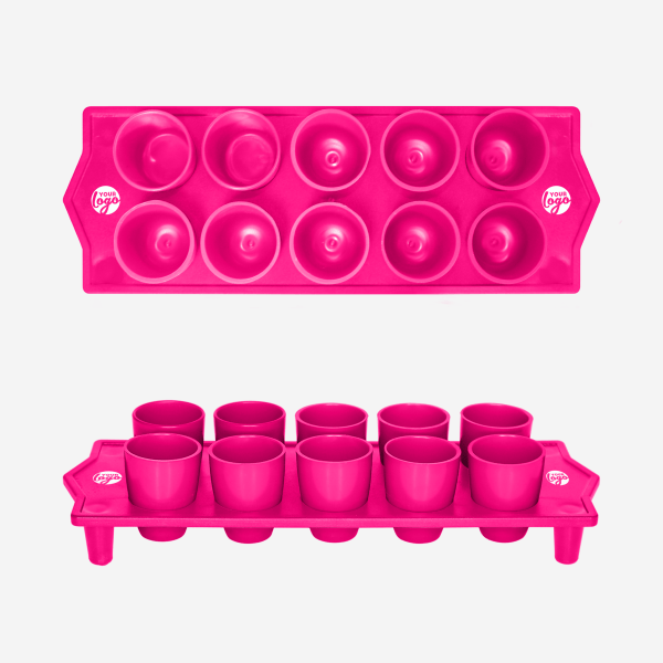 Shot Glass Straight Tray 6 REF 417 TOT STRAIGHT TRAY GLASS SOLID MAGENTA