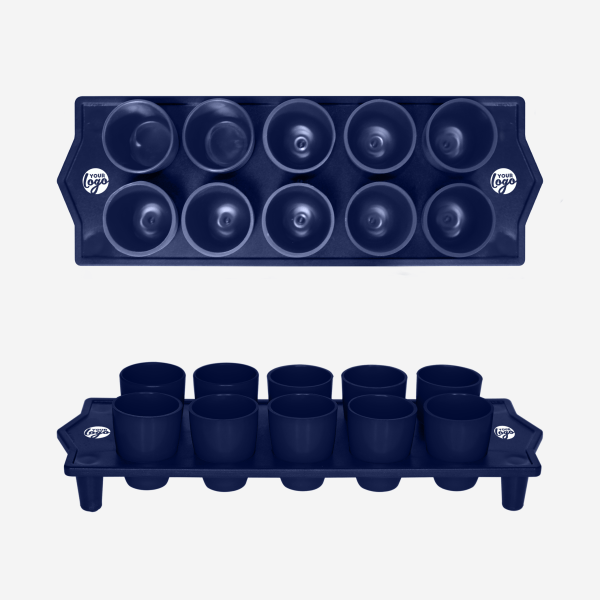 Shot Glass Straight Tray 9 REF 417 TOT STRAIGHT TRAY GLASS SOLID NAVY BLUE