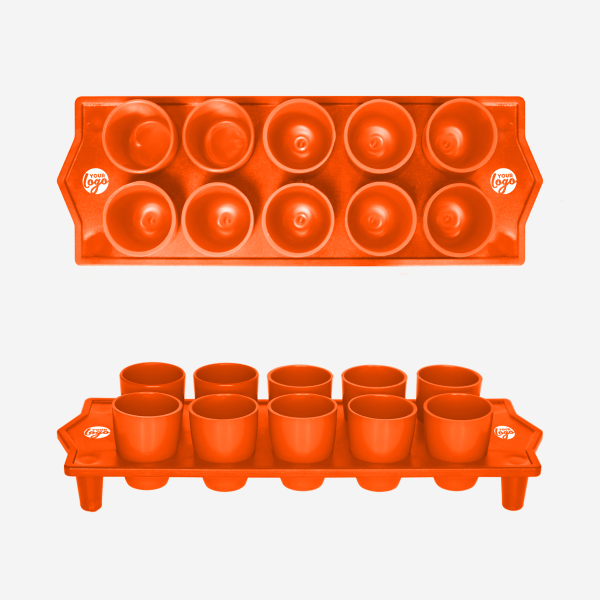 Shot Glass Straight Tray 15 REF 417 TOT STRAIGHT TRAY GLASS SOLID ORANGE