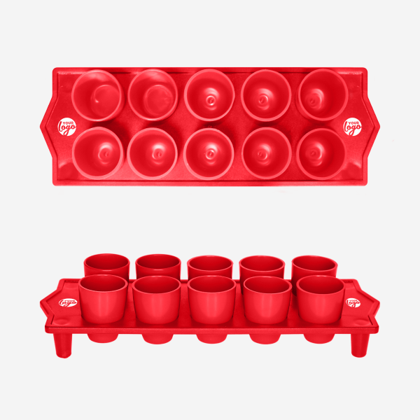 Shot Glass Straight Tray 5 REF 417 TOT STRAIGHT TRAY GLASS SOLID RED