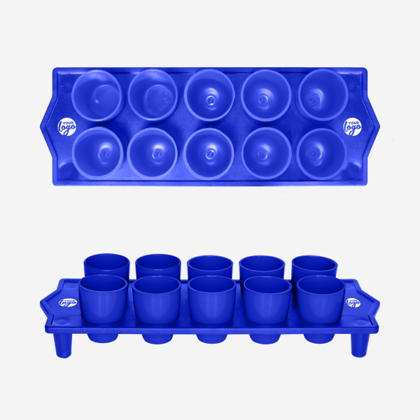 Shot Glass Straight Tray 8 REF 417 TOT STRAIGHT TRAY GLASS SOLID ROYAL BLUE