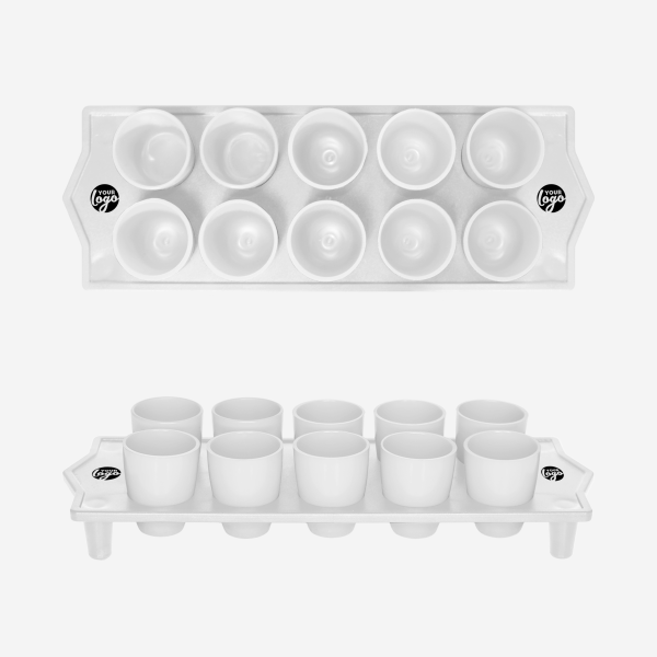 Shot Glass Straight Tray 3 REF 417 TOT STRAIGHT TRAY GLASS SOLID WHITE