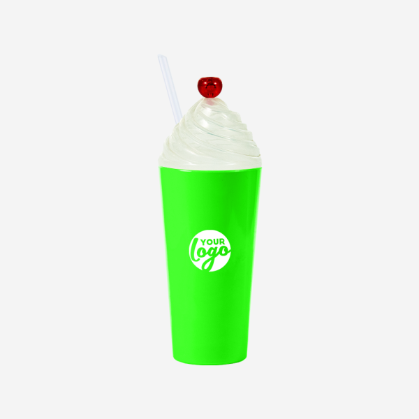 REF 467 LUMO SUNDAE CHERRY TUMBLER 600ML LIME NEON GREEN