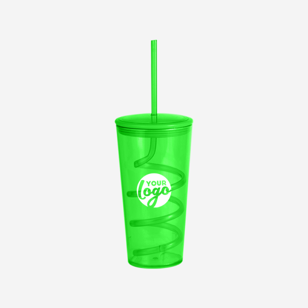 REF 485 TORNADO TUMBLER W STRAW 600ML LIME NEON GREEN