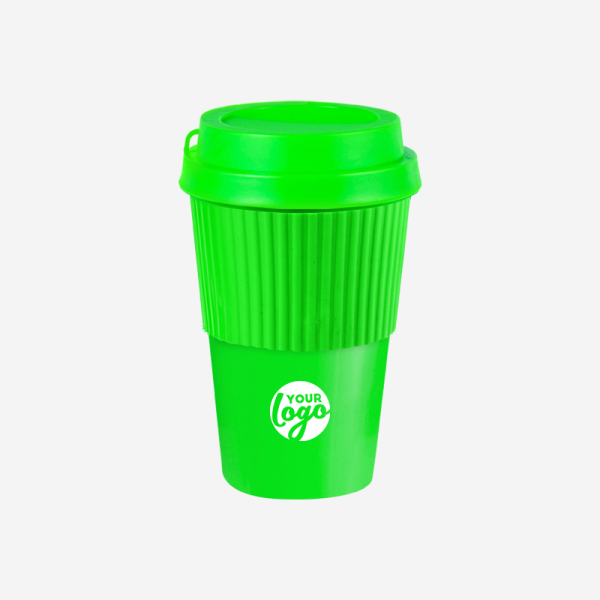 Medium Travel Cup 450ml with Sleeve - Solid 10 Ref 1091PP Sleeve Travel Medium Cup 450ml Neon Green