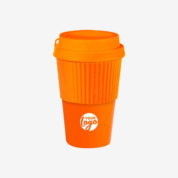 Medium Travel Cup 450ml with Sleeve - Solid 15 Ref 1091PP Sleeve Travel Medium Cup 450ml Orange