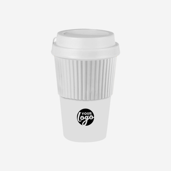 Medium Travel Cup 450ml with Sleeve - Solid 3 Ref 1091PP Sleeve Travel Medium Cup 450ml White