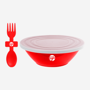 De Lux Bowl with Slip Lid & Fork Spoon