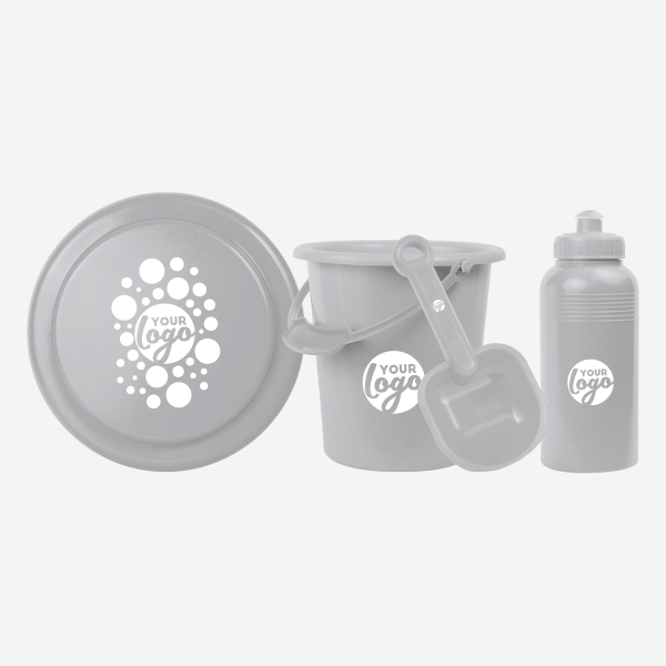 REF 1041 BEACH SET MEDIUM FRISBEE BUCKET SPADE 500ML BOTTLE GRAY 1