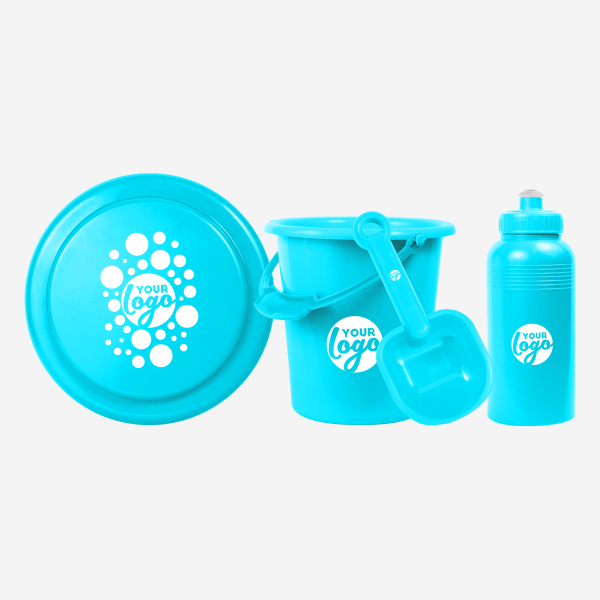 REF 1041 BEACH SET MEDIUM FRISBEE BUCKET SPADE 500ML BOTTLE TURQUOISE 1