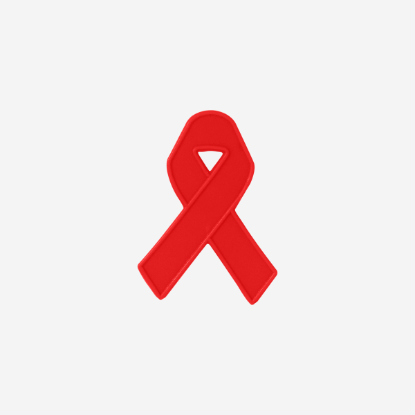 Aids Ribbon Shaped Badge 1 REF 156 SHAPED BADGES AIDS RIBBON W SAFETY PIN RED