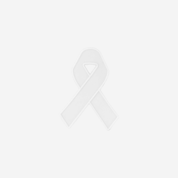 Aids Ribbon Shaped Badge 3 REF 156 SHAPED BADGES AIDS RIBBON W SAFETY PIN WHITE