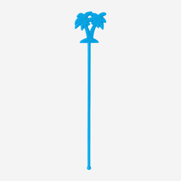 Two Palm Tree Swizzle Stick 7 REF 433 STANDARD SWIZZLE STICK TWO PALM TREES SOLID CYAN