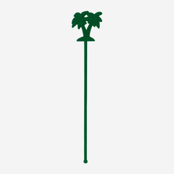 Two Palm Tree Swizzle Stick 1 REF 433 STANDARD SWIZZLE STICK TWO PALM TREES SOLID EMERALD GREEN
