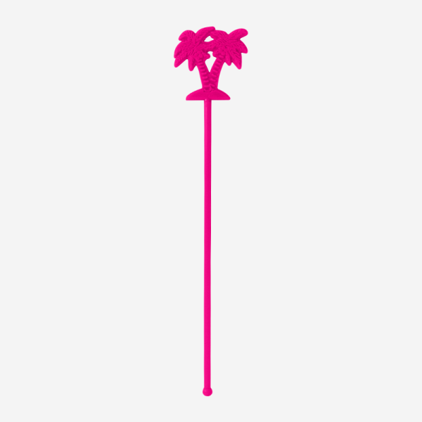Two Palm Tree Swizzle Stick 6 REF 433 STANDARD SWIZZLE STICK TWO PALM TREES SOLID MAGENTA