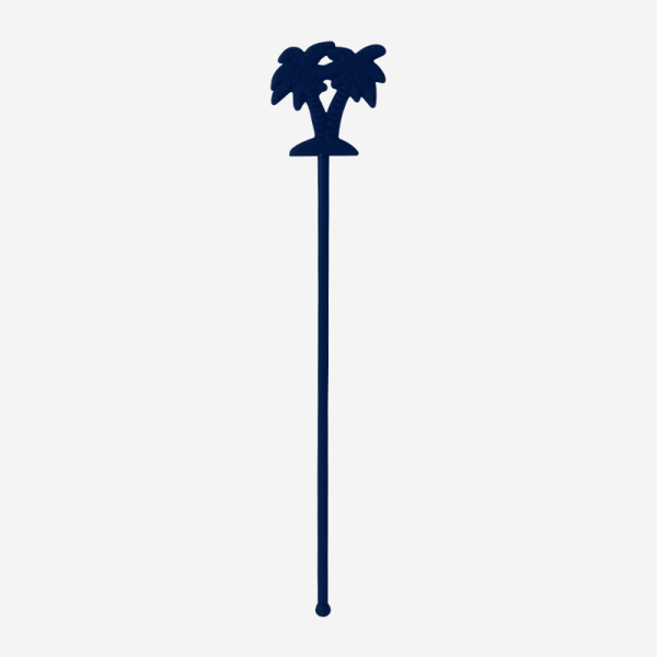 Two Palm Tree Swizzle Stick 9 REF 433 STANDARD SWIZZLE STICK TWO PALM TREES SOLID NAVY BLUE