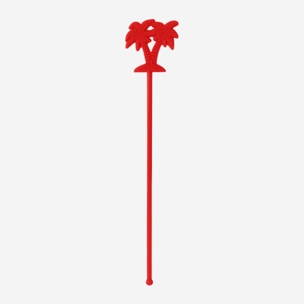 Two Palm Tree Swizzle Stick 5 REF 433 STANDARD SWIZZLE STICK TWO PALM TREES SOLID RED