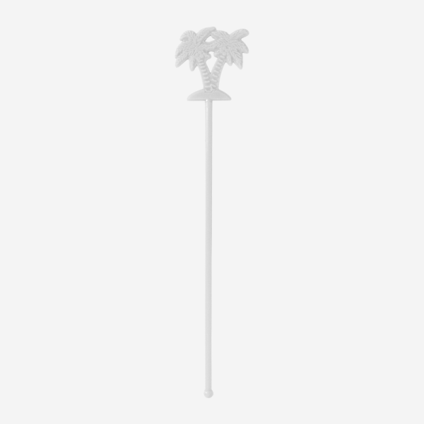 Two Palm Tree Swizzle Stick 3 REF 433 STANDARD SWIZZLE STICK TWO PALM TREES SOLID WHITE