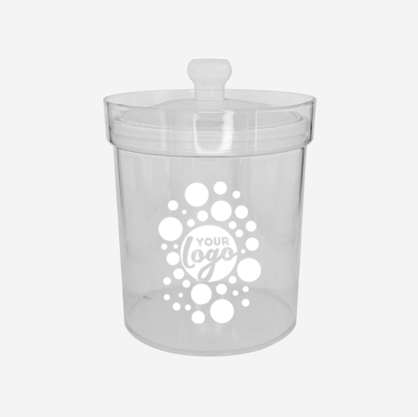 Pharmacy Canister with Lid - Clear 3 REF 496PS ICE BUCKET PS SILKSCREEN CLEAR