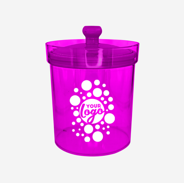 Pharmacy Canister with Lid - Clear 12 REF 496PS ICE BUCKET PS SILKSCREEN GRAPE