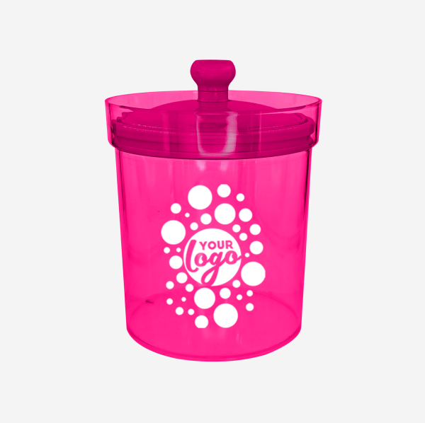 Pharmacy Canister with Lid - Clear 5 REF 496PS ICE BUCKET PS SILKSCREEN MAGENTA