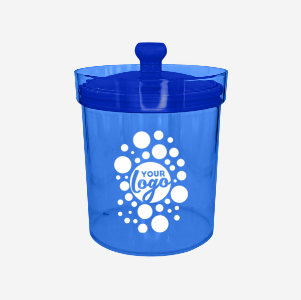 Pharmacy Canister with Lid - Clear 6 REF 496PS ICE BUCKET PS SILKSCREEN ROYAL BLUE