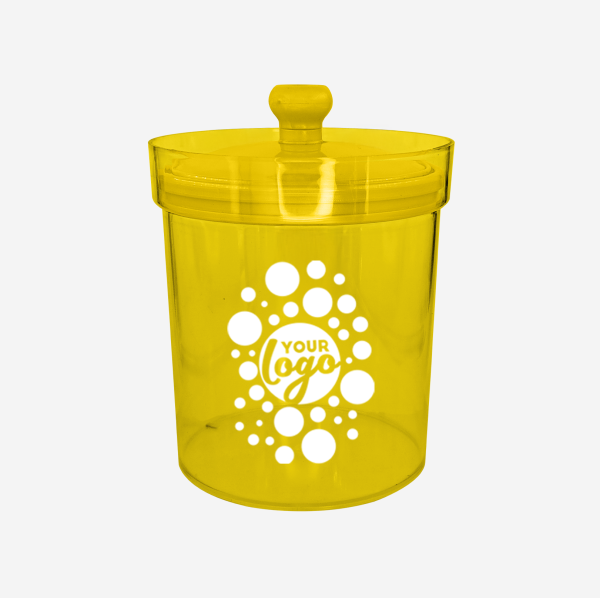 Pharmacy Canister with Lid - Clear 10 REF 496PS ICE BUCKET PS SILKSCREEN YELLOW