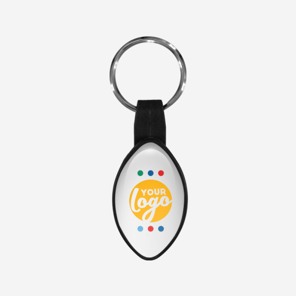 BO13 Oval Shape / Rugby Ball Bottle Opener Keyring 2 REF BO13 BOTTLE OPENER OVAL RUGBY BALL SHAPE DOMED STICKER BLACK