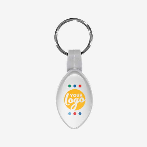 BO13 Oval Shape / Rugby Ball Bottle Opener Keyring 4 REF BO13 BOTTLE OPENER OVAL RUGBY BALL SHAPE DOMED STICKER GRAY