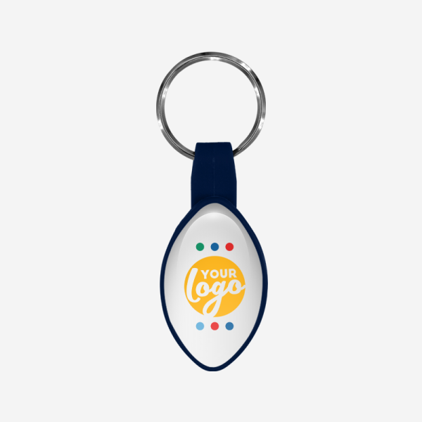 BO13 Oval Shape / Rugby Ball Bottle Opener Keyring 9 REF BO13 BOTTLE OPENER OVAL RUGBY BALL SHAPE DOMED STICKER NAVY BLUE