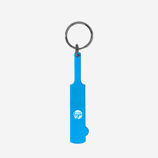 REF CK34 KEY RING CRICKET BAT 2D CYAN
