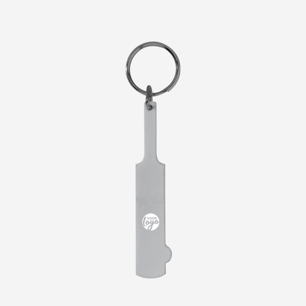 REF CK34 KEY RING CRICKET BAT 2D GRAY