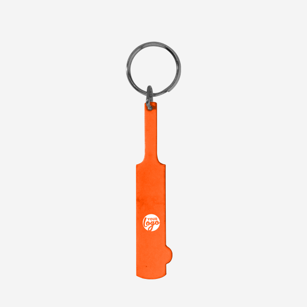 REF CK34 KEY RING CRICKET BAT 2D ORANGE