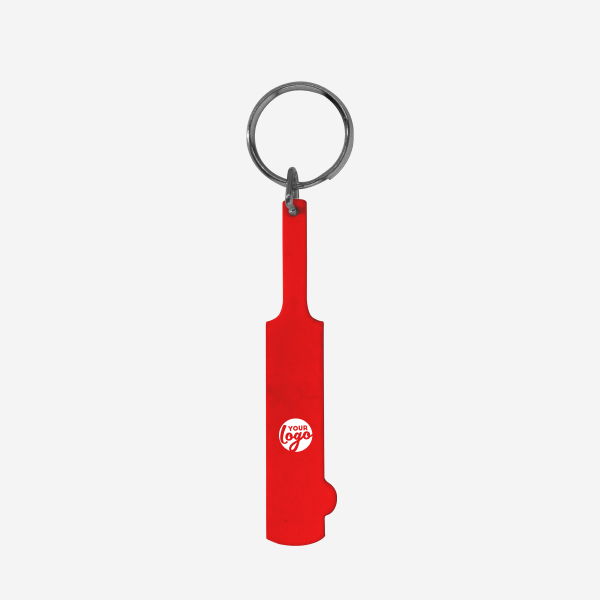 REF CK34 KEY RING CRICKET BAT 2D RED
