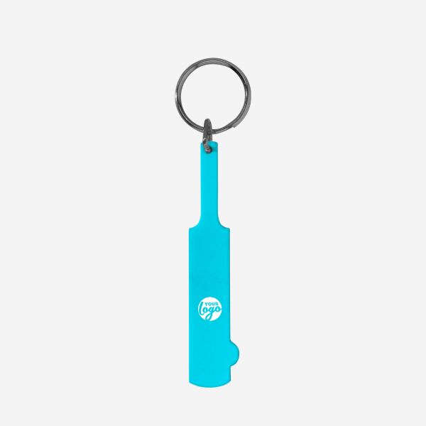 REF CK34 KEY RING CRICKET BAT 2D TURQUOISE