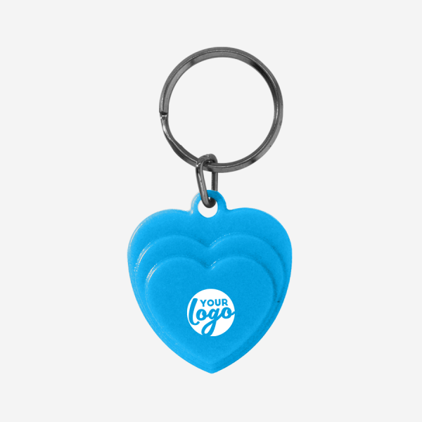 REF CK60 LAYERED HEART KEYRING SOLID CYAN