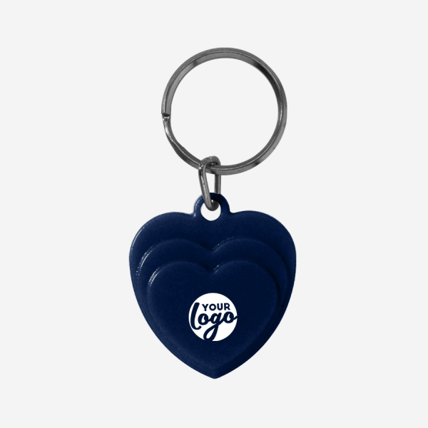 REF CK60 LAYERED HEART KEYRING SOLID NAVY BLUE