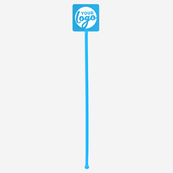 Ref 401D Standard Swizzle Sticks Straight Square Head Cyan Pad