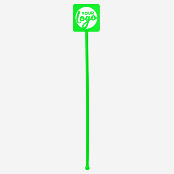 Ref 401D Standard Swizzle Sticks Straight Square Head Neon Green Pad