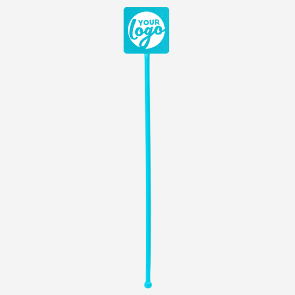 Ref 401D Standard Swizzle Sticks Straight Square Head Turquoise Pad