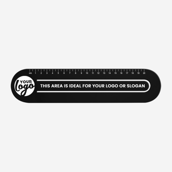 Ref 553 Ruler 20cmx60mm Paper Clip Bookmark Black