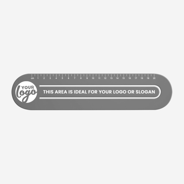 Ref 553 Ruler 20cmx60mm Paper Clip Bookmark Grey
