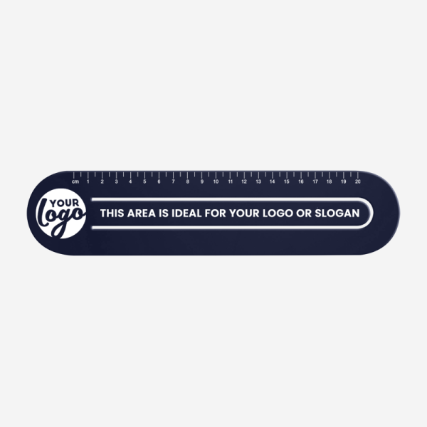Ref 553 Ruler 20cmx60mm Paper Clip Bookmark Navy Blue