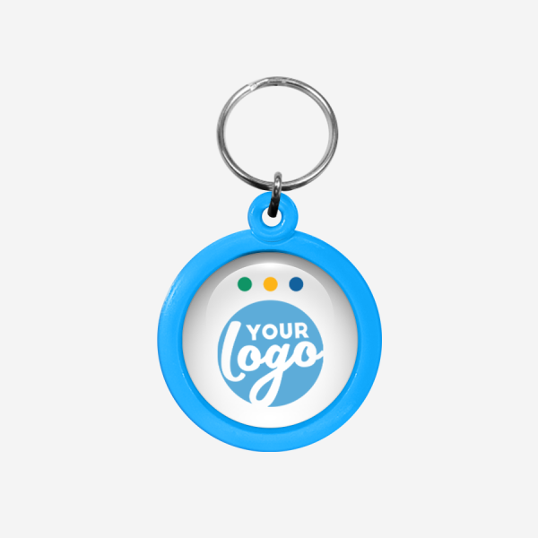 CK50 Round Keyring 39 Ref CK50 Domed Round Keyring Cyan
